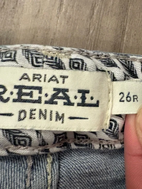 Ariat Western Light Wash Raw Hem Flare Jeans Size 26R - Picture 4 of 10